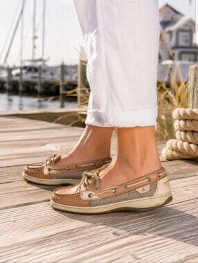 Sperry Top-Sider Angelfish Boat Shoes Tan Leather Mesh Women's 9.5